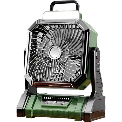 Ventilador de camping recargable para tienda de campaña  Con linterna de 5400 mAh, 4 modos ajustables, enfriador de aire para interiores, patio, deportes, dormitorio (1/5)