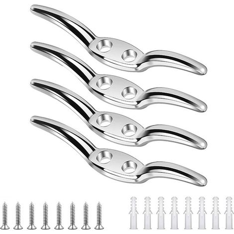 Lot de 4 Taquets d'Amarrage Multifonctions - Crochets Robustes pour Corde à Linge, Stores et Ponts (Installation Facile avec Vis Incluses) (1/5)