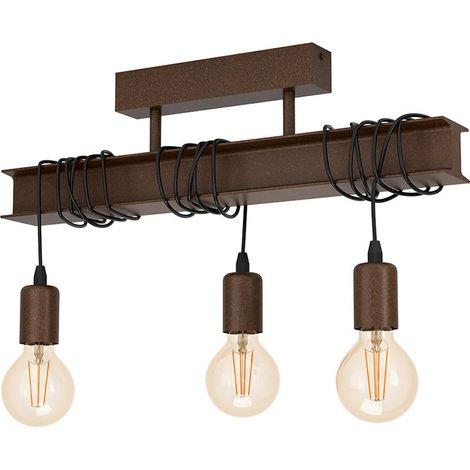 Plafoniera Industrial Townshend 4 3 Luci Acciaio Marrone Invecchiato (1/4)