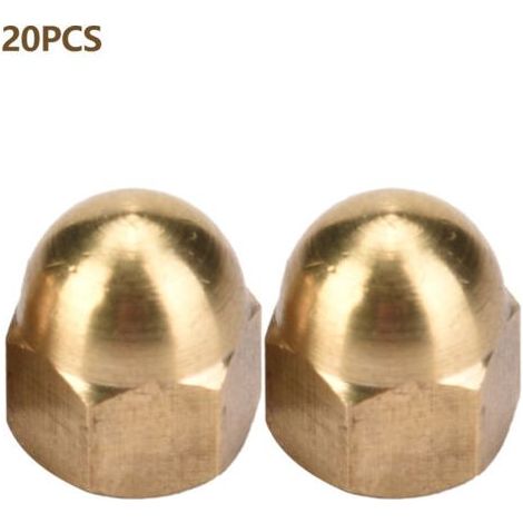Kit d'écrous borgnes en laiton, écrous hexagonaux à tête bombée, fixations pour véhicules (M6, 20 pièces) (1/5)