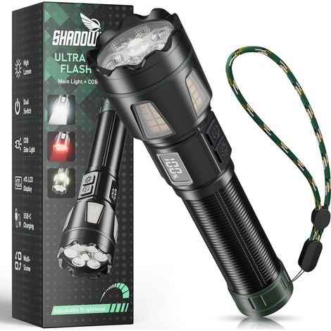 Lampe de poche LED rechargeable 1000000 lm avec lumière rouge et (1/5)