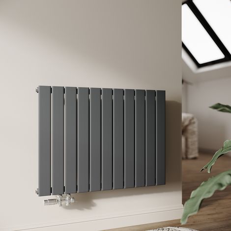 SONNI Radiateur eau chaude en acier Conception murale Vertical Radiateur chauffage central 630x850mm Panneau Unique Anthracite (642W) Horizontal