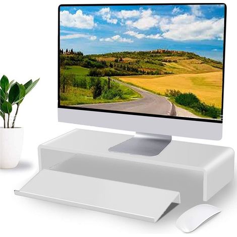 [Ergonomischer Keyboardständer] – Ergonomischer, flacher Acrylfuß mit polierter Vorderkante [Transparent] 375 g – 4 x 43,2 x 14 x 1,8 cm – 1 Stück inkl. Anleitung