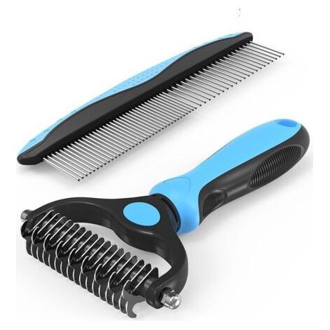 Cepillo para perros y gatos, cepillo para perros de 17+9 dientes, rastrillo para el cuidado del pelaje de perros, cepillo para eliminar nudos/subpelo, cepillo para perros con peine