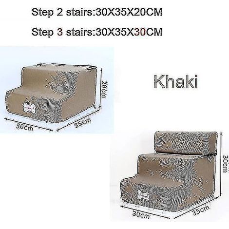 Escalier pour chien antidérapant et amovible à 3 marches pour petits chiens et chats, idéal pour niche, lit pour chien ou autre animal de compagnie. Accessoires pour animaux - 3 ou 2 marches (30 x 35 (1/5)