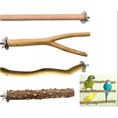 Natural Wooden Parrot Perches - Natural Branch Perches for Cage - Play Area for Parakeets, Cockatiels, Canaries and Other Birds (1/5)