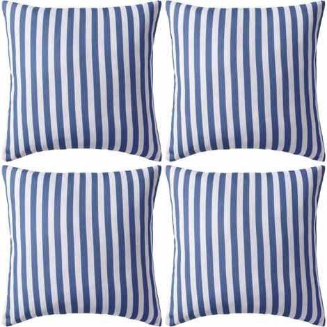 Oreiller d'extérieur 4 pcs Impression rayure 45x45 Bleu (1/3)