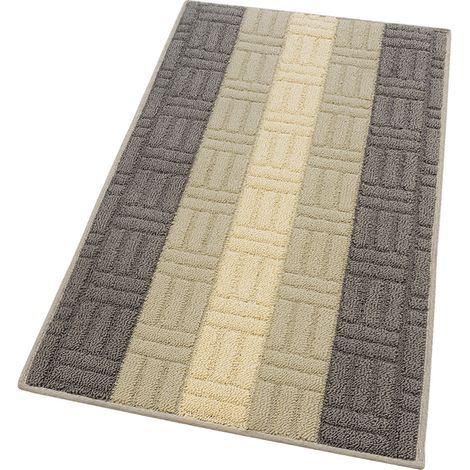 Tapis de Cuisine Tissage 3D Bordé Absorbant Antidérapant En Différentes Tailles Beige - 50x100 cm