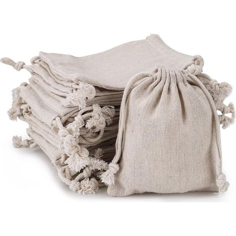Petit Sachet Tissus en Toile, 30PCS Jute Sac à Savon en Coton et Lin, Poche à Cordon en Lin Parfumée Enveloppe Sachet pour Mariages Bijoux Noël la Fête Bricolage (8 x 10cm) (1/4)