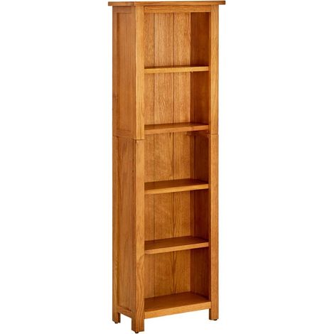 Bücherregal 5 Fächer 45x22x140 cm Massivholz Eiche