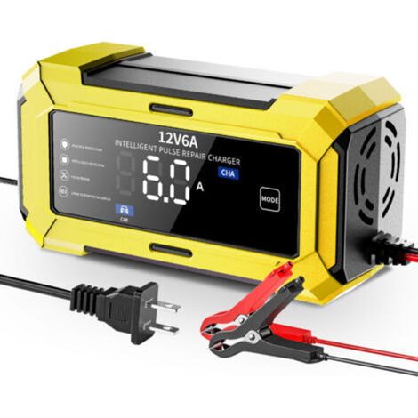 jauneChargeur 12 V 6 A pour batteries de voiture, batteries de moto et chargeur intelligent 12 V compatible avec les batteries au plomb-acide (1/3)