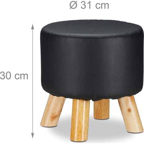 Taburete redondo con 4 patas de madera y sintético negro 1300028182 (1/4)