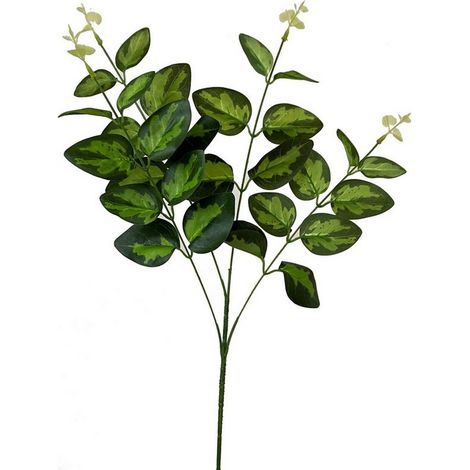Variegated Leaf Spray (Single Stem Flower) - Plastic - L5 x W20 x H62 cm - Green