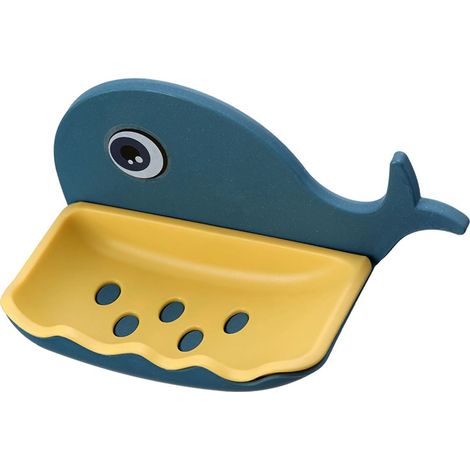 MINKUROW Dispenser Di Sapone A Forma Di Balena Non Perforato Scarico Del Bagno Portasapone Wc Portasapone Da Parete Blu Scuro (1/5)