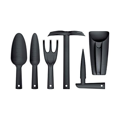 PROSPERPLAST LOT DE 6 OUTILS À MAIN EN RÉSINE, COULEUR ANTHRACITE ZA1384