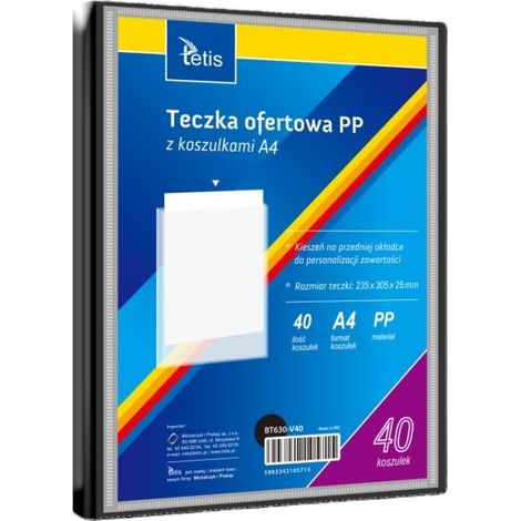 Cartella di presentazione A4 in PP + 40 tasche nere