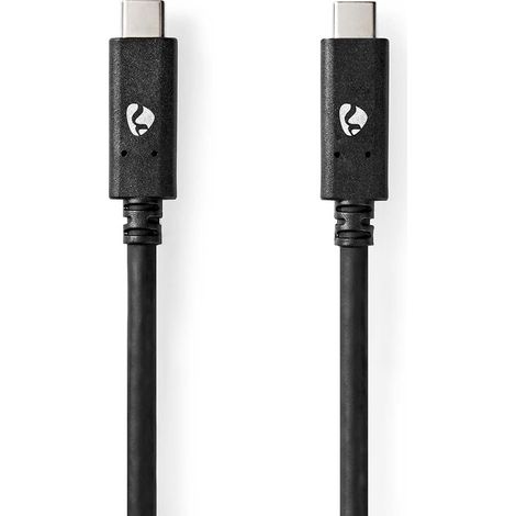 Cable usb usb 32 generacion 2 usb c macho usb c macho 100 vatios 4k60hz 10 gbps niquelado 100m redondo pvc negro caja