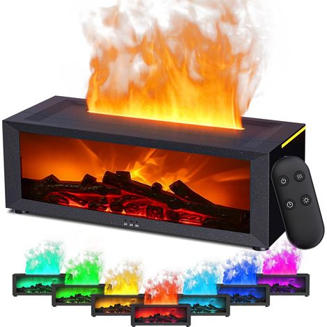 Ätherisches Öl-Diffusor mit 7 Farben, dynamischem Flammeneffekt, 150 ml USB-Luftbefeuchter, 4 Timer + Fernbedienung, LED-Kamin-Diffusor für Büro/Schlafzimmer (1/5)