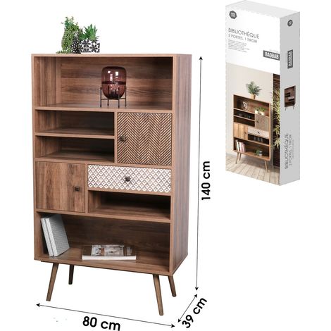 Bibliothèque "Baobab" - Marron - L 80 x P 39 x H 140 cm - Livraison gratuite (1/5)