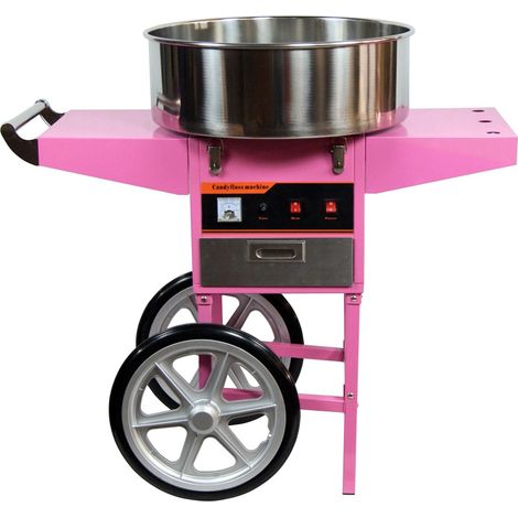 Machine à barbe à papa professionnelle avec chariot – Cuve en acier inoxydable 52 cm – Puissance 1080 W – Système anti-vibration – Gt Catering