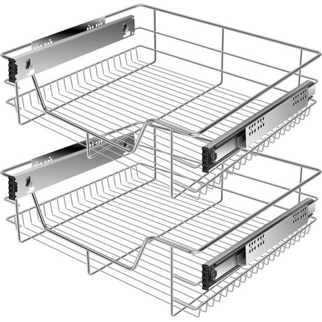 KESSER® Teleskopschublade  Küchenschublade  Küchenschrank  Korbauszug  Schrankauszug  Vollauszug  Schublade   2x 60cm - Silber