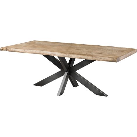 FREEFORM 5 Tavolo da pranzo in legno di mango - verniciato beige / gambe incrociate antracite lucido 200x100
