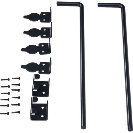 2 ensembles de loquet de sol pour portail 18 pouces, butée de portail en acier au carbone avec revêtement en poudre noir, résistant à la pluie, tige tombante pour clôture en bois (1/5)