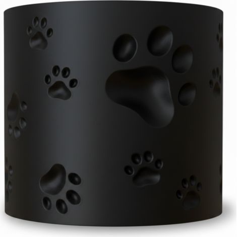 Un moderno vaso per piante nero a forma di zampa di animale.