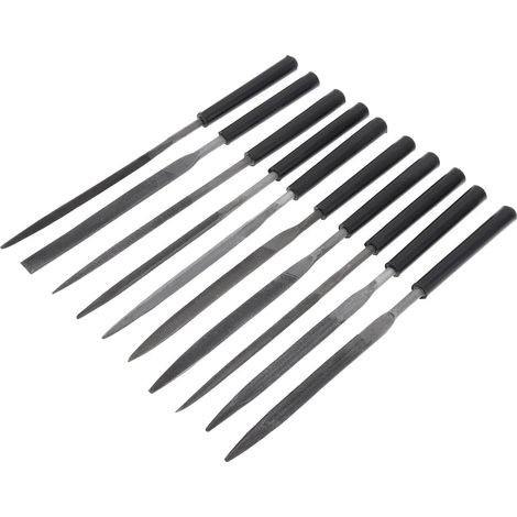 10-teiliges Nadelfeilen-Set aus gehärtetem legiertem Stahl – Mini-Schmuckfeile – inklusive halbrunder, flacher Schrankfeile, runder, quadratischer, dreieckiger und flacher Feile