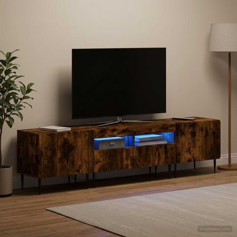 vidaXL Conjunto de 3 Muebles para TV con LED ZWOLLE Roble Ahumado (1/5)