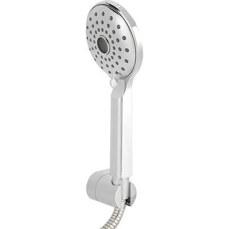 Ensemble de douche à main chromée G1/2 pouce, comprenant pommeau de douche, flexible et support, accessoires de salle de bain, installation facile, finition chromée. (1/5)