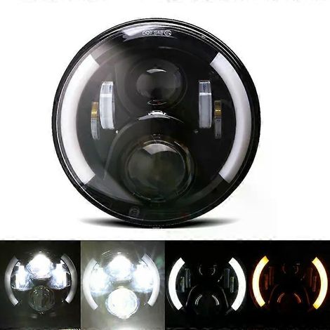 Phare LED noir 7 pouces pour moto Kawasaki Vulcan VN 500 750 800 900 1600 1700 1500 et Ducati Monster 1000 600 (1993-2008). (1/5)