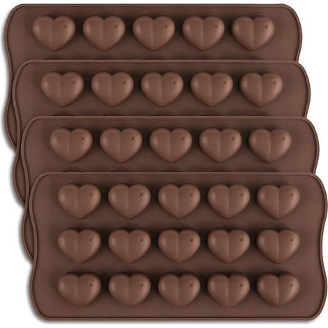 4-teiliges herzförmiges Schokoladenform-Set mit 15 Silikonmulden für Süßigkeiten und Bonbons (1/5)