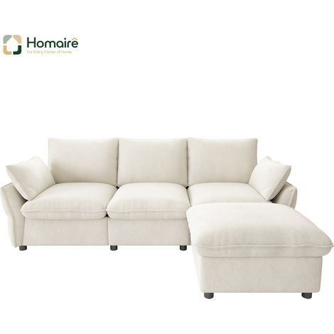 Canapé en velours beige 222,5 x 154,5 x 76,5 cm HOMAIRE (1/5)
