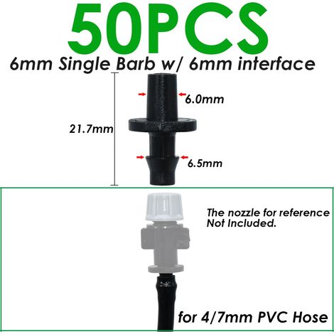 (SPL11-015-50PCS-1/4'') 20-100 pièces Raccord en T de 1/4 pouce pour système d'irrigation goutte à goutte, outils d'arrosage pour tuyaux de 4 mm/7 mm, serre (1/5)