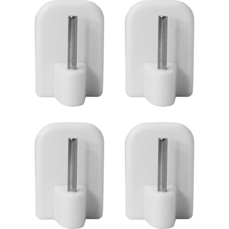 Crochets blancs autocollants pour tringle à vitrage – Lot de 4， Crochet adhésif en plastique blanc, ne laissant pas de traces (1/4)