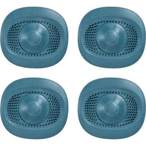 4-teiliges Set bestehend aus einer Bodenablaufabdeckung, einem Duschablaufstöpsel, einem Badewannenablaufstöpsel, einer Ablaufabdeckung und einem Badewannenablaufsieb (blau) (1/5)
