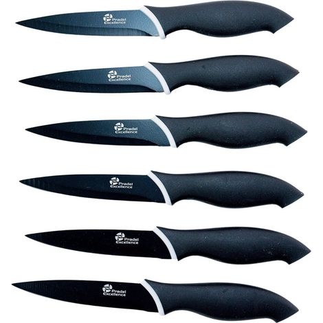 Pradel Excellence CC006N 6 Coltelli da Bistecca Lame antiaderenti Acciaio Inox Nero (1/4)