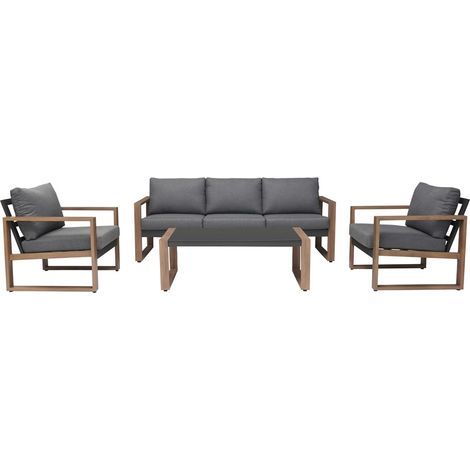 Set di mobili da giardino: divano, poltrona e tavolo per la terrazza, Antracite / Marrone, 203 x 77 x 73,7 cm (1/5)