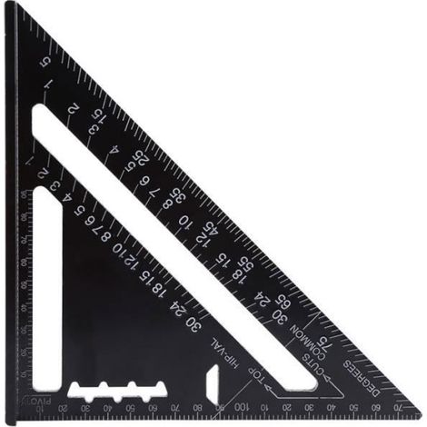 Équerre Charpentier - Règle Triangle en Alliage d'Aluminium - Rapporteur 0 à 90° - Pour Coupes Précises en Menuiserie et Construction - 1 Pièce (1/4)