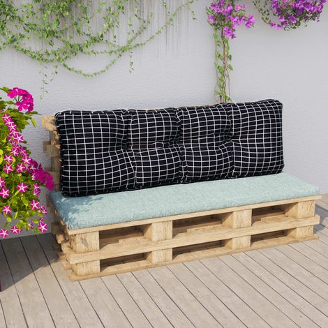 Coussin de canapé palette Moderne - Dossier pour canapé motif à carreaux noir 120x40x12 cm BV527061 - BonneVie (1/5)