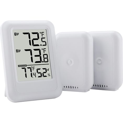 Thermomètre sans fil à deux canaux TS-FT0402 avec affichage de la température et de l'humidité intérieure/extérieure, portée de 100 mètres, boîtier ABS, commutable Celsius/Fahrenheit, montage mural, a (1/5)