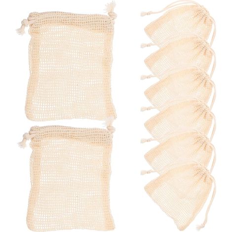 8 Piece Cotton Soap Bags with Drawstring Portable Bar Soap