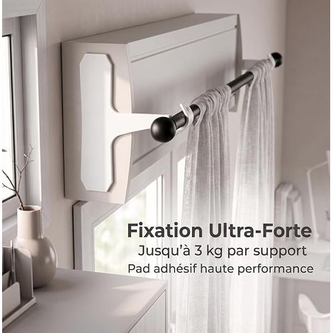 Support Tringle Rideaux pour Coffre Volet Roulant Supports Métal Fixation Tringles Ø19-28 mm(Blanc) (1/4)