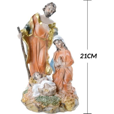 TRADE SHOP - Presepe Natività In Resina Scenario Sacra Famiglia Decorazioni Natalizie 21cm -