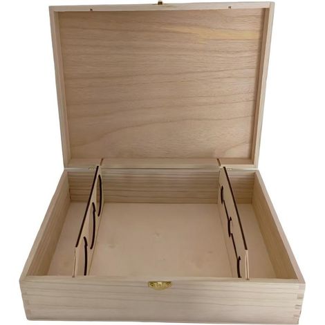 Caisse à vin 3 bouteilles en sapin naturel, 35,5 x 27 x 10 cm (lot de 3)