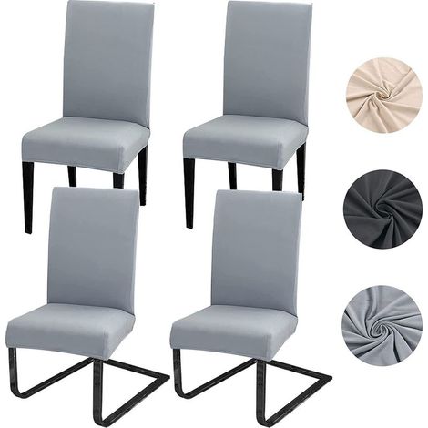 Housses de chaise, grises Lot de 4 housses de chaise élastiques Housses de chaise de salle à manger amovibles et lavables (1/5)