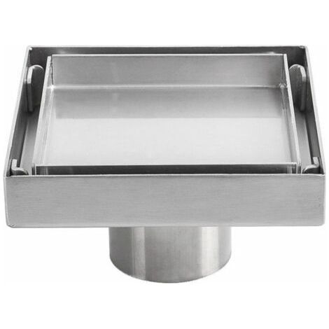 304 Stainless Steel Invisible Floor Drain, Square Thickening Deodorant Floor Drain, 1010cm (1/5)