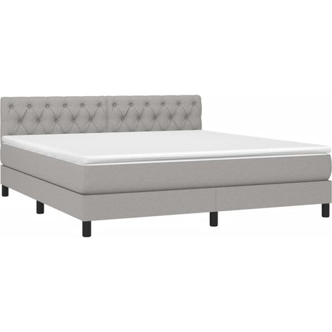 Struttura letto LED con coprimaterasso testiera boxspring 160x200 cm tessuto grigio chiaro TDL0207828
