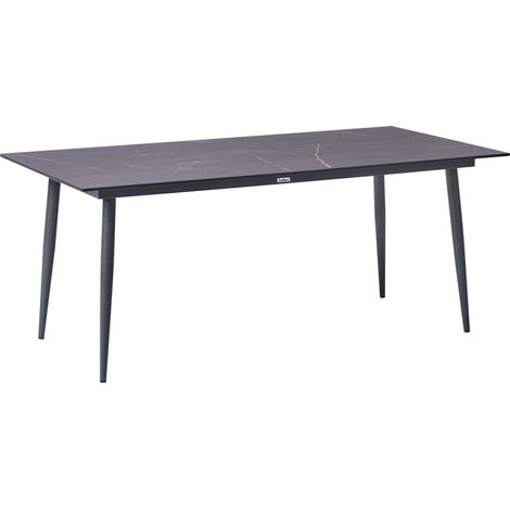 Table de Jardin avec Plateau HPL et Cadre en Aluminium Résistante aux UV à l'Eau Rouille Gris Foncé Tolentino